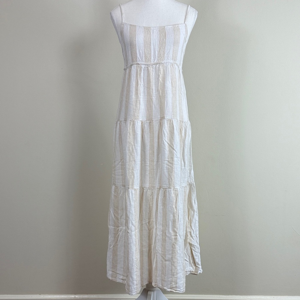 cloth & stone White and Cream Striped Maxi Dress